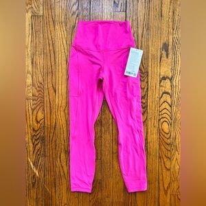 Bright Pink Lululemon 25” leggings with pockets
